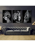 3pcs Frameless Black Lion Family Poster Lion Family Print Canvas Wall Art Modern Painting Picture Decor Bedroom Aesthetic Art No Frame - MapleCo