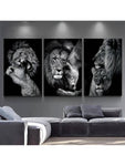 3pcs Frameless Black Lion Family Poster Lion Family Print Canvas Wall Art Modern Painting Picture Decor Bedroom Aesthetic Art No Frame - MapleCo