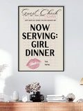 SURELIFE Girl Dinner College Apartment Canvas Poster Print Funny Kitchen Prints Guest Check Poster Pink Bar Cart Decor, Black Cocktail Wall Art Cute Chef Gifts - MapleCo