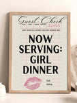 SURELIFE Girl Dinner College Apartment Canvas Poster Print Funny Kitchen Prints Guest Check Poster Pink Bar Cart Decor, Black Cocktail Wall Art Cute Chef Gifts - MapleCo