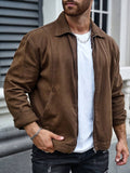 Manfinity EMRG Men's Solid Color Simple Daily Long Sleeve Denim Jacket - MapleCo