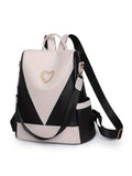 1PC Black Contrast Large Capacity Love Shoulder Bag - MapleCo