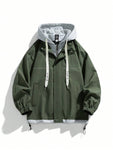 Men Letter Graphic Drawstring Hem Hooded Jacket - MapleCo