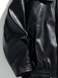 Men Flap Detail Zip Up PU Leather Jacket - MapleCo