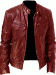 Men's Zip Up PU Leather Jacket - MapleCo