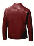 Men's Zip Up PU Leather Jacket - MapleCo