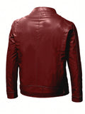 Men's Zip Up PU Leather Jacket - MapleCo