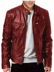 Men's Zip Up PU Leather Jacket - MapleCo