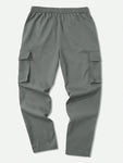 Manfinity Homme Men's Drawstring Waist Flap Pocket Straight Leg Pants - MapleCo