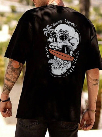 Men's Fun Printed Skull Short Sleeve T-Shirt