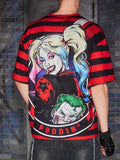 Harley Quinn X SHEIN 1pc Gothic Cool Casual Striped And Anime Characters Print Drop Shoulder Oversized T-Shirt For Summer - MapleCo