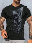 Men 3D Wolf Print Tee