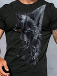 Men 3D Wolf Print Tee