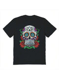 Nearly There Sugar Skull Unisex Graphic Cotton Short-Sleeve T-Shirt