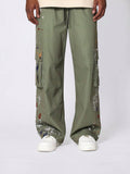 SUMWON Loose Fit Baggy Parachute Pant With Paint Print - MapleCo