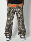 SUMWON Loose Fit All Over Camo Pant With Front Print - MapleCo