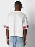 SUMWON Crop Fit Colour Blocked Tee With Number Graphic Print - MapleCo