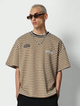 SUMWON Boxy Fit Striped Tee With Front Embroidery - MapleCo