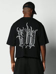 SUMWON Crop Fit Tee With Back Flame Logo Graphic Print Halloween