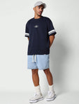 SUMWON Stripe Sleeve Tee With Letter - MapleCo